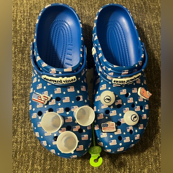 NWT Crocs - Classic Vineyard Vines Clogs Bright Cobalt Blue Mens sz 13 - Picture 8 of 13